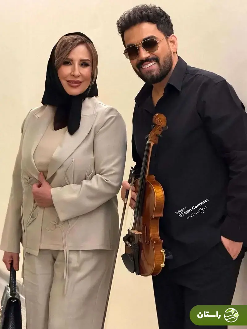 (تصاویر)  استایل مرجانه گلچین در کنسرت احسان نی‌زن