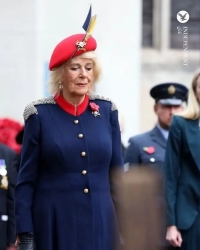 ادای احترام با گل‌های کاغذی؛ ملکه کامیلیا در کنار جانبازان بریتانیایی+عکس