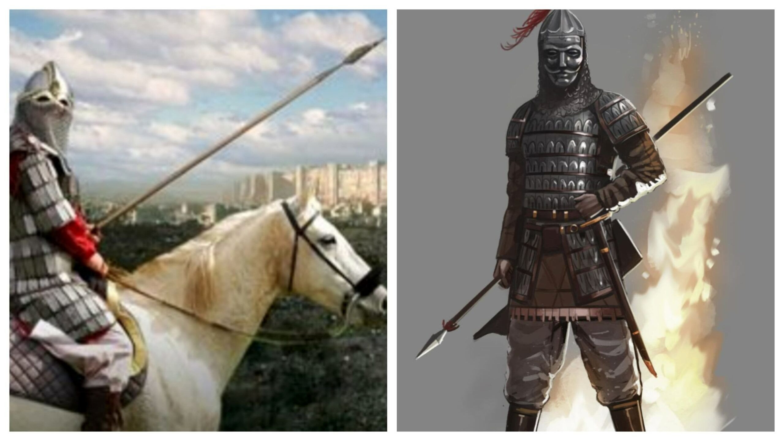 نیزهی دو دستی که توسط سوارهنظام سنگین ساسانی (کاتافراکتها) استفاده میشد، ریشه در دوره هخامنشی دارد.