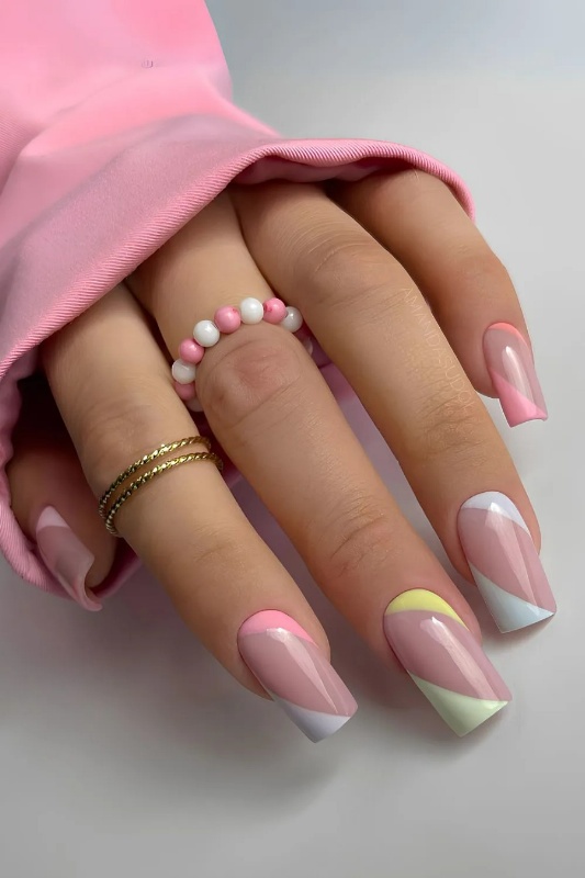 مدل ناخن فرنچ جدید رنگی