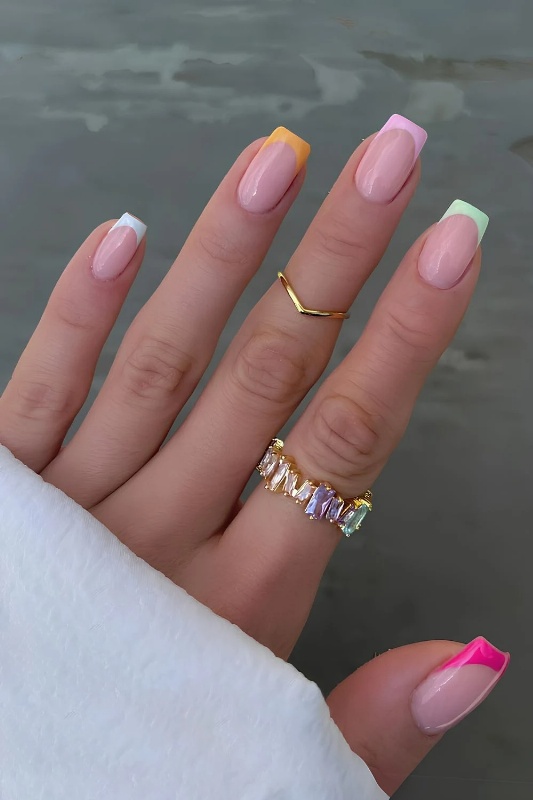 مدل ناخن فرنچ جدید رنگی
