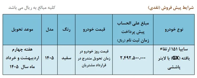 پیش فروش وانت سایپا 151 GX + شرایط جدید