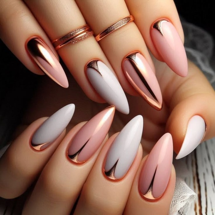 لاک ناخن کروم جواهری با رنگ و دیزای های شیک