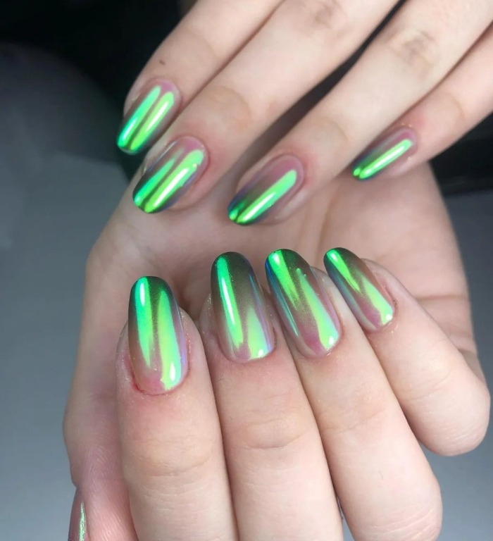 لاک ناخن کروم جواهری با رنگ و دیزای های شیک