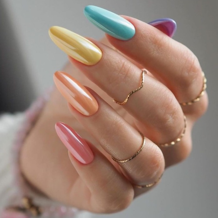 لاک ناخن کروم جواهری با رنگ و دیزای های شیک