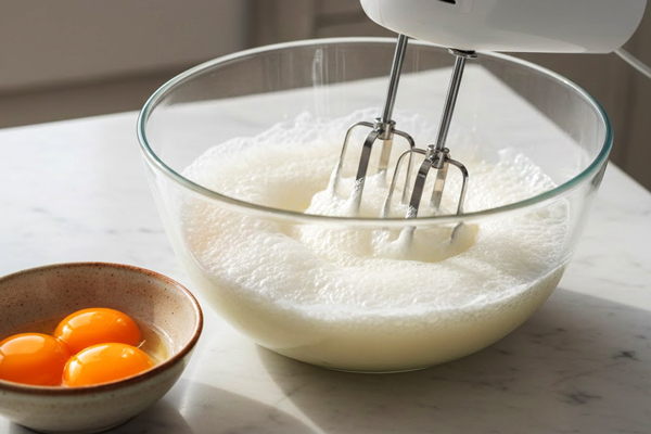 Preparing-egg-whites-for-meringue